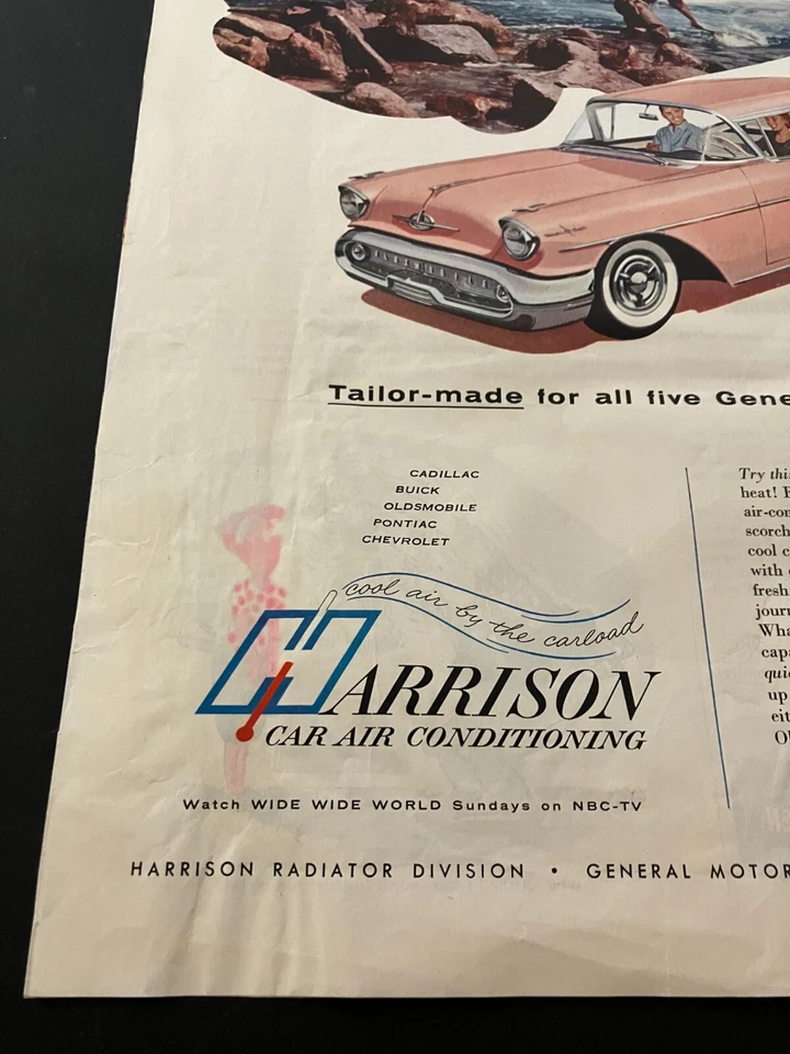 Ar condicionado Oldsmobile/Harrison rosa 1957 - Anúncio impresso vintage/arte de parede - Imagem 4 de 4