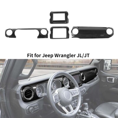 Carbon Fiber Interior Dash Decor Cover Trim Full Kit For Jeep Wrangler JL 18-23