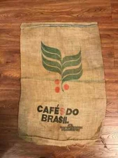 VINTAGE CAFE'S DO BRASIL COFFEE BEAN BAG BURLAP SACK