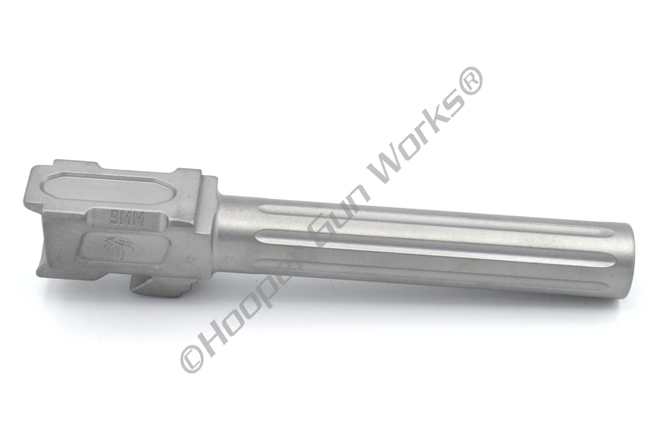 HOOPER GUN WORKS Factory Seconds Fluted Barrel for Glock 17 G17 9mm Flush Cut w/ Pocket Stainless