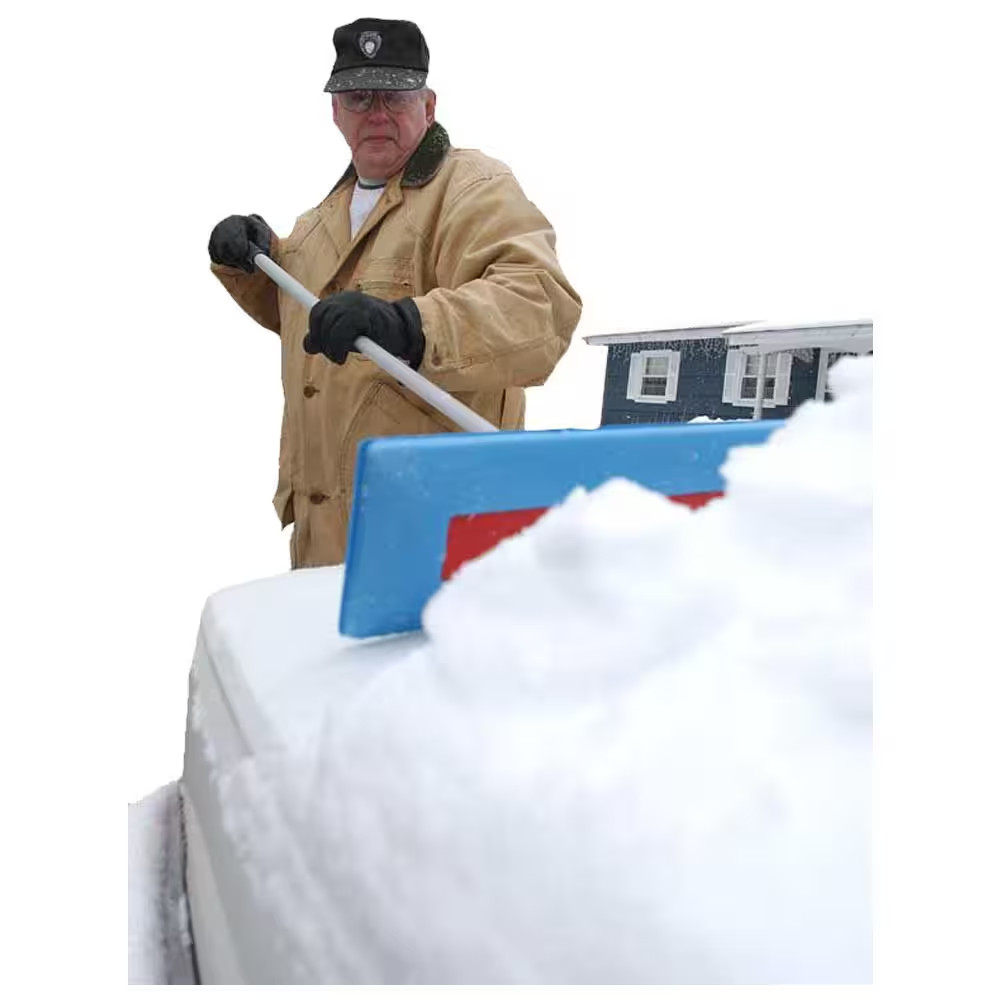 Roof Snow Removal Broom 17 in. W with 48 in. Telescoping Handle Push Snow Off