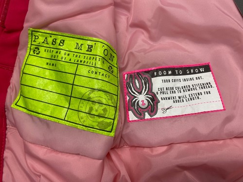 Spyder Girls Insulated PINK Ski Jacket with Hood $159, Size: 4 - Picture 8 of 10