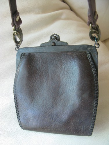 Antique Art Nouveau Deco Bird Of Paradise Tooled Brown Leather Purse JEMCO - Picture 5 of 10