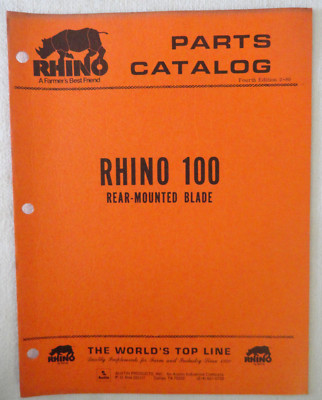 Rhino 100 Rear Mounted Blade Parts Catalog Manual Book Original Servis ...