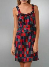 Marc by Marc Jacobs Y2K Dress Size 2 Pink Geo Print Shift Knee Length Cotton