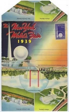 US 1939 NEW YORK WORLD FAIR FIRST DAY OF ISSUE ON FOLDER OF 18 FEATURED PHOTOS