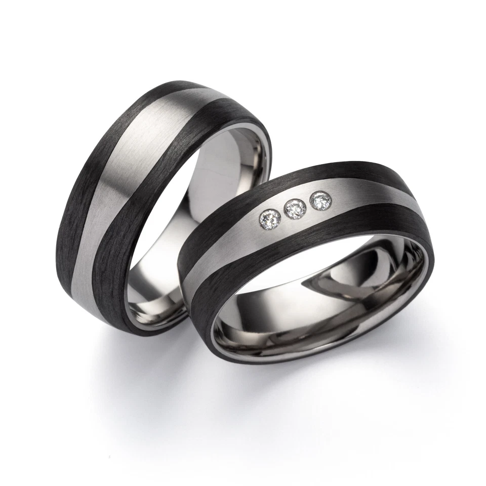 Eheringe Verlobungsringe Carbon - Titanringe Diamantring Trauringe Antragsring - Bild 2 von 4