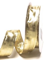 0,24€/M) Schleifenband 25M X 25Mm Gold Mit Draht Goldband Geschenkband Dekoband