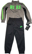 Nike Boy's 2 Piece Set Tracksuit Jacket  Pants Gray Black Green Sz 2T FREE SHIP