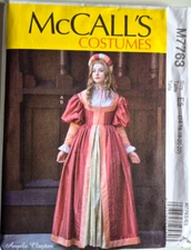 MCCALLS PATTERN 7763  RENAISSANCE TUDOR COSTUME MISSES SIZE 14 - 22   UNCUT NEW