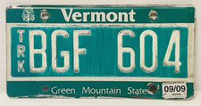 Vermont Green Mountain State 2009Expired tag Truck license plate # BGF 604