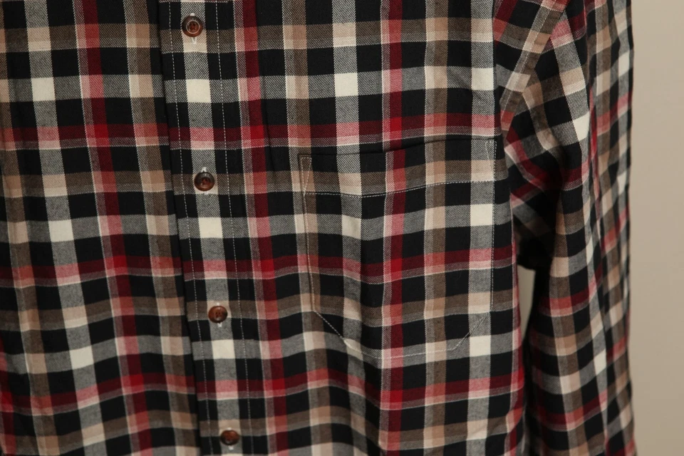 Pendleton Lana Hombre Negro, Caqui y Rojo Canterbury Tela Mezcla Lana Camisa M Foto 3 de 4