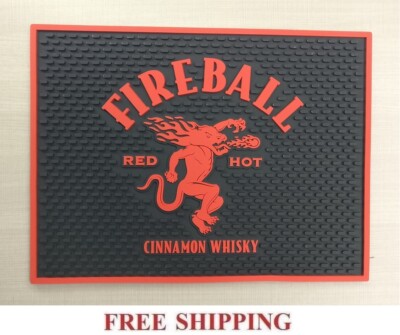 FIREBALL CINNAMON WHISKY BAR SPILL MAT RUBBER COASTER NEW