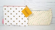 L'Occitane Gold Polka Dot Cosmetic Pouch Make Up Bag Mesh Lot 2 Almond Travel