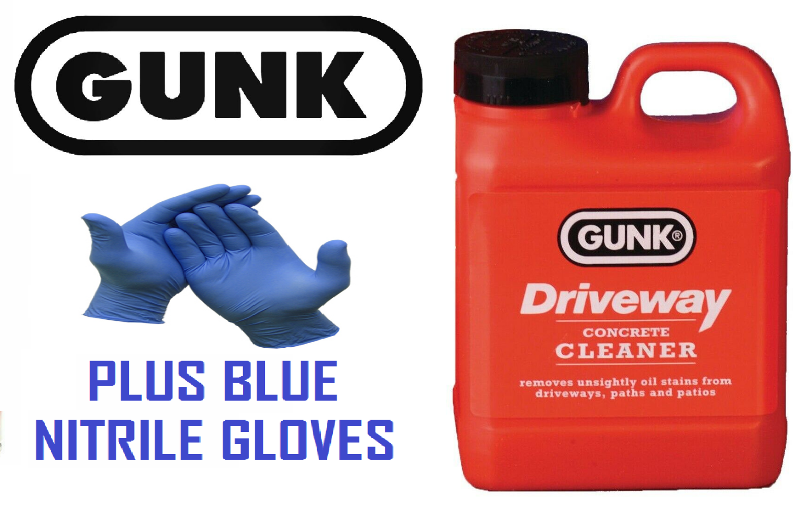 Gunk Driveway Concrete Tarmac Path Garage Floor Cleaner Degreaser 2L + GLOVES 5020618068327 eBay