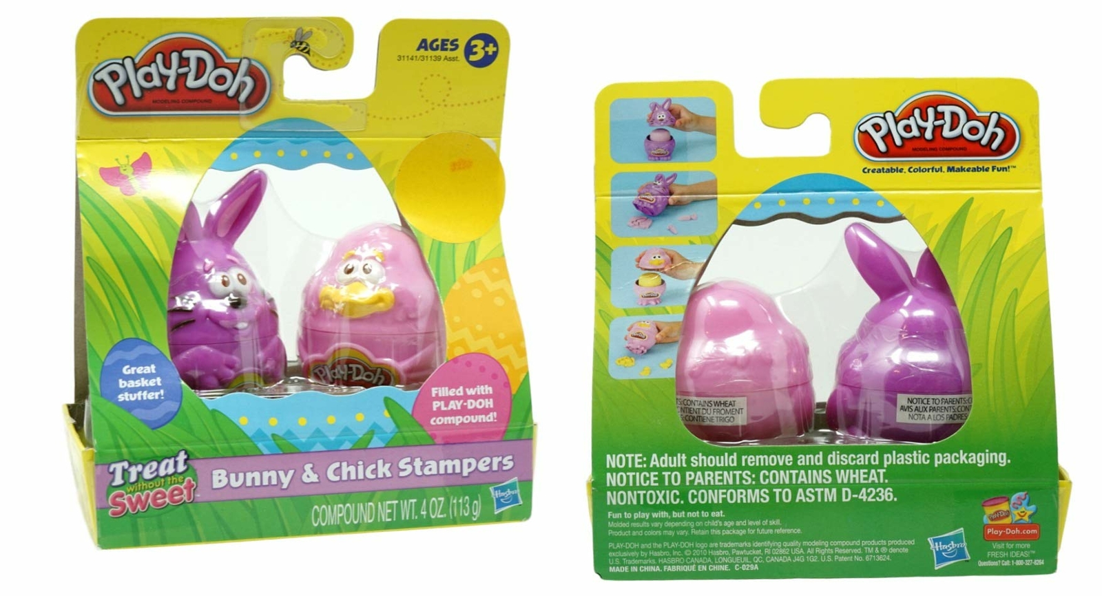 PLAY-DOH Stampini Coniglietto E Pulcino - Set Di 2 Figure Con Stampini Sotto I Piedi E 2 Vaschette Di Pasta Modellabile