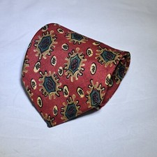 Christian Dior Vintage Maroon Geometric 100 Silk Tie Italy 59" Vintage Abstract