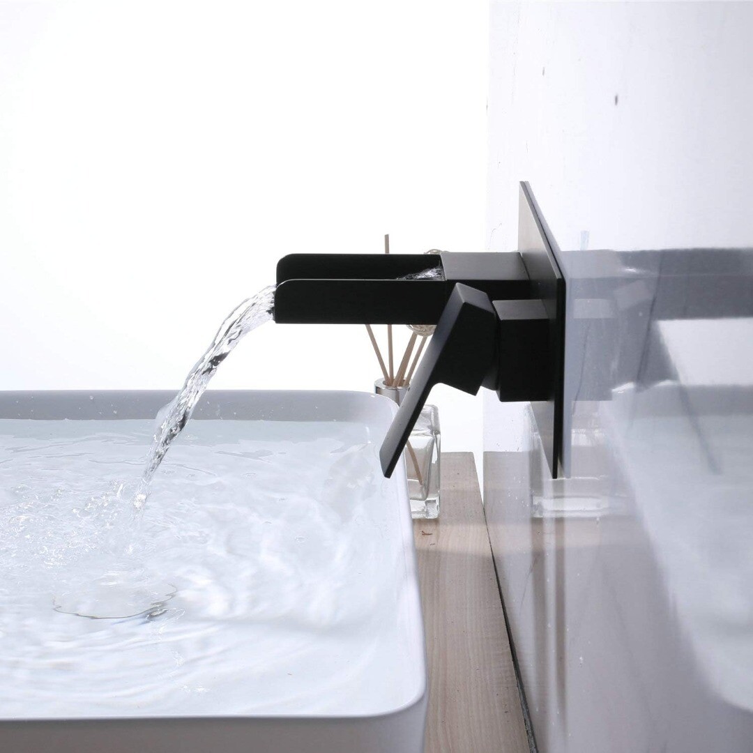 NEW KELELIFE WallMounted Waterfall Spout Bathroom Mixer Tap In Matte