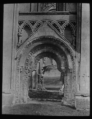 Glas Zauber Laterne Dia ST JOSEPHS KAPELLE TÜR BRUNNEN KATHEDRALE UM 1890 FOTO