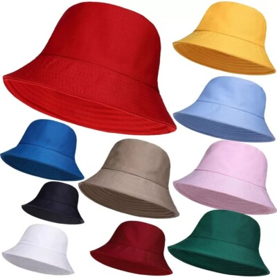 Fischerhut Herren Damen 100 % Baumwolle Sommer Schatten Sonne Strand Angeln Uni