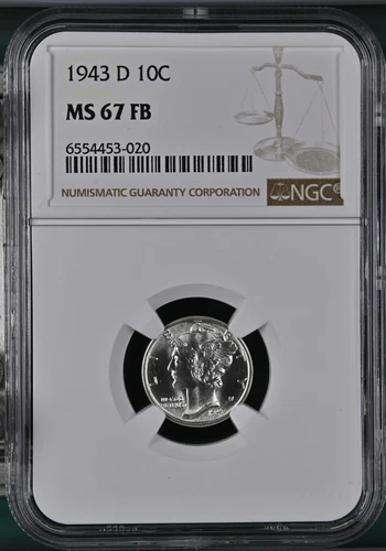 1943-D 10C FB Mercury Dime NGC MS67FB  6554453-020