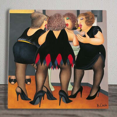 Keramik bedruckte Bildfliese Plakette ''Getting Ready'' von Beryll Cook 20 cm x 20 cm