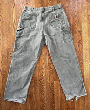 Carhartt B11 MOS Moss Green Dungaree Work Pants Fits 36x32  Distressed  