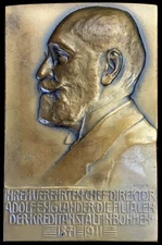 1911 AUSTRIA BRONZE PORTRAIT PLAQUE KREDITANSTALT ROTHSCHILD BANK DIRECTOR