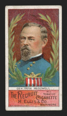 civil war tobacco cards 1890 N377 ELLIS & CO GENERALS OF THE CIVIL WAR IRVIN MCDOWELL RECRUIT  CIGARETTES
