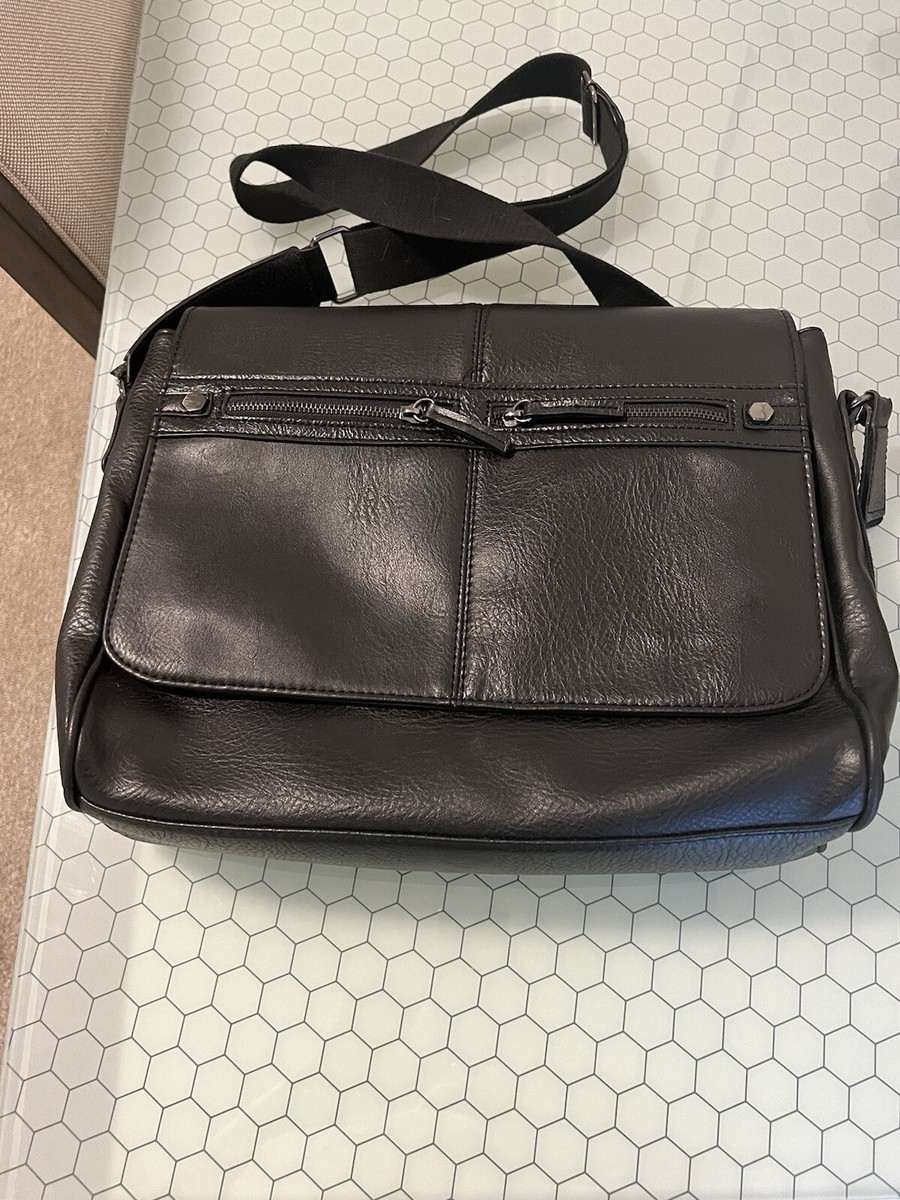 Aldo Hodosy Large Messenger Bag Black Crossbody Faux Leather