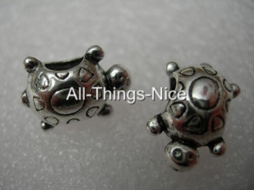 2 TORTOISE 15x10mm Charm Big 4.5mm Hole Spacer Beads European Jewellery Findings - Picture 1 of 1
