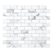 10-Sheet Subway Peel and Stick Backsplash Tile, 11.3" x 10.8" Carrara White S...