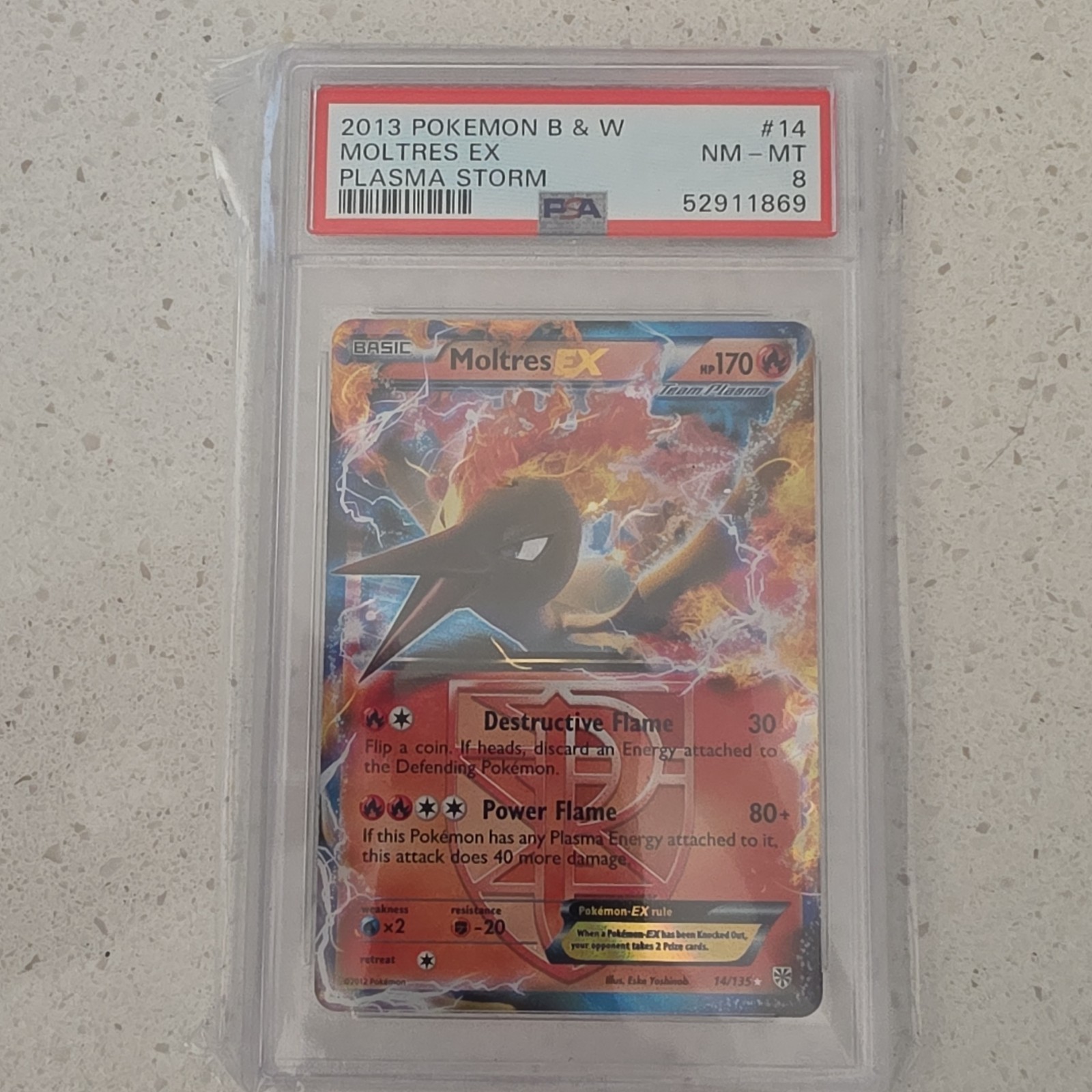 Pokémon Moltres EX Plasma Storm Holo Ultra Rare PSA 8 14/135 2013 English