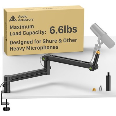 Mic Arm Desk Mount (Design for Heavy Mic) 6.6lbs Load Capacity, Stable Gear L...