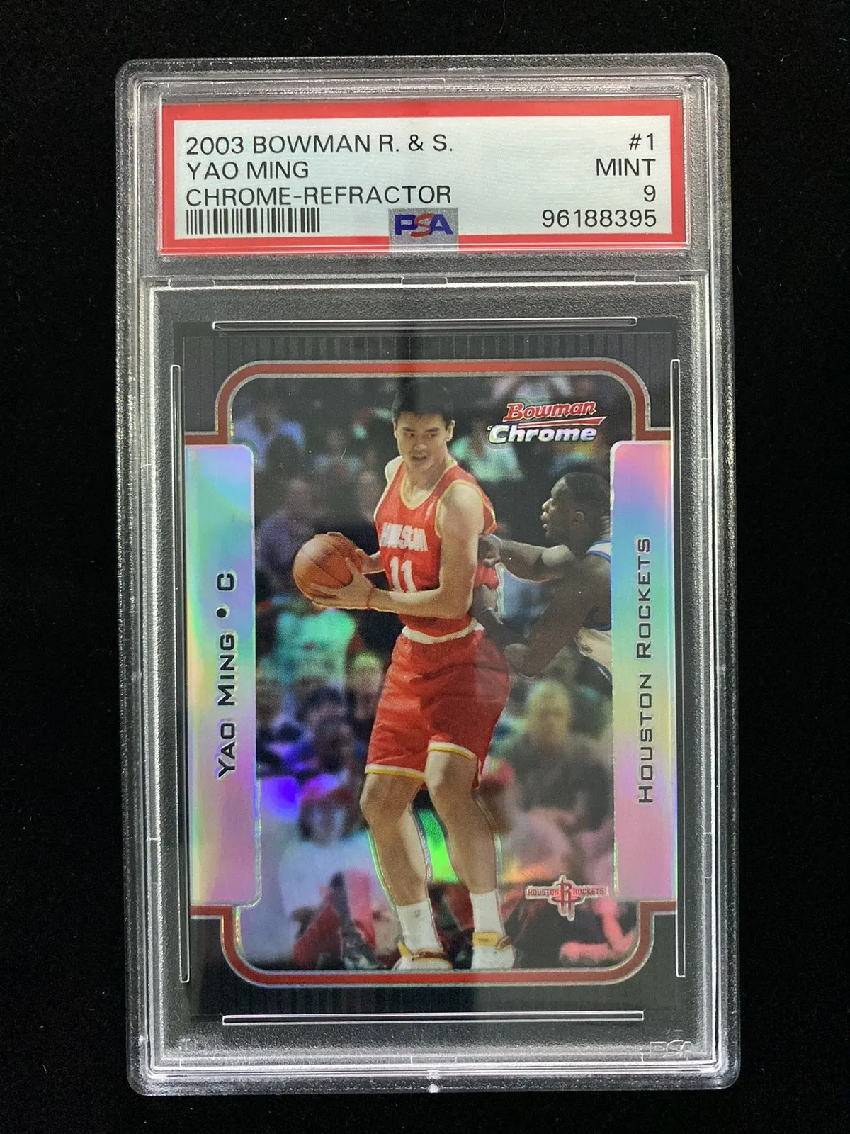 2003 Bowman R. & S. Chrome Refractor #1 Yao Ming 258/300 Rockets PSA 9 ten1