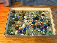 Mixed Lot Jar of Marbles -- Assorted Sizes And Colors -- Almost 6 Pounds