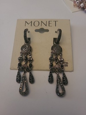 MONET Marcasite Chandelier Earrings See Pictures FREE SHIPPING 