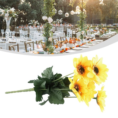 7-Heads Künstlich Sonnenblumen Falsche Blumengesteck Garten Hochzeit Party    . - Bild 8 von 24