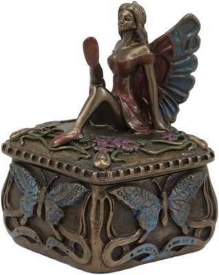 Ebros Gift Decorative Butterfly Fairy Jewelry Trinket Box Small 3.25'' Height