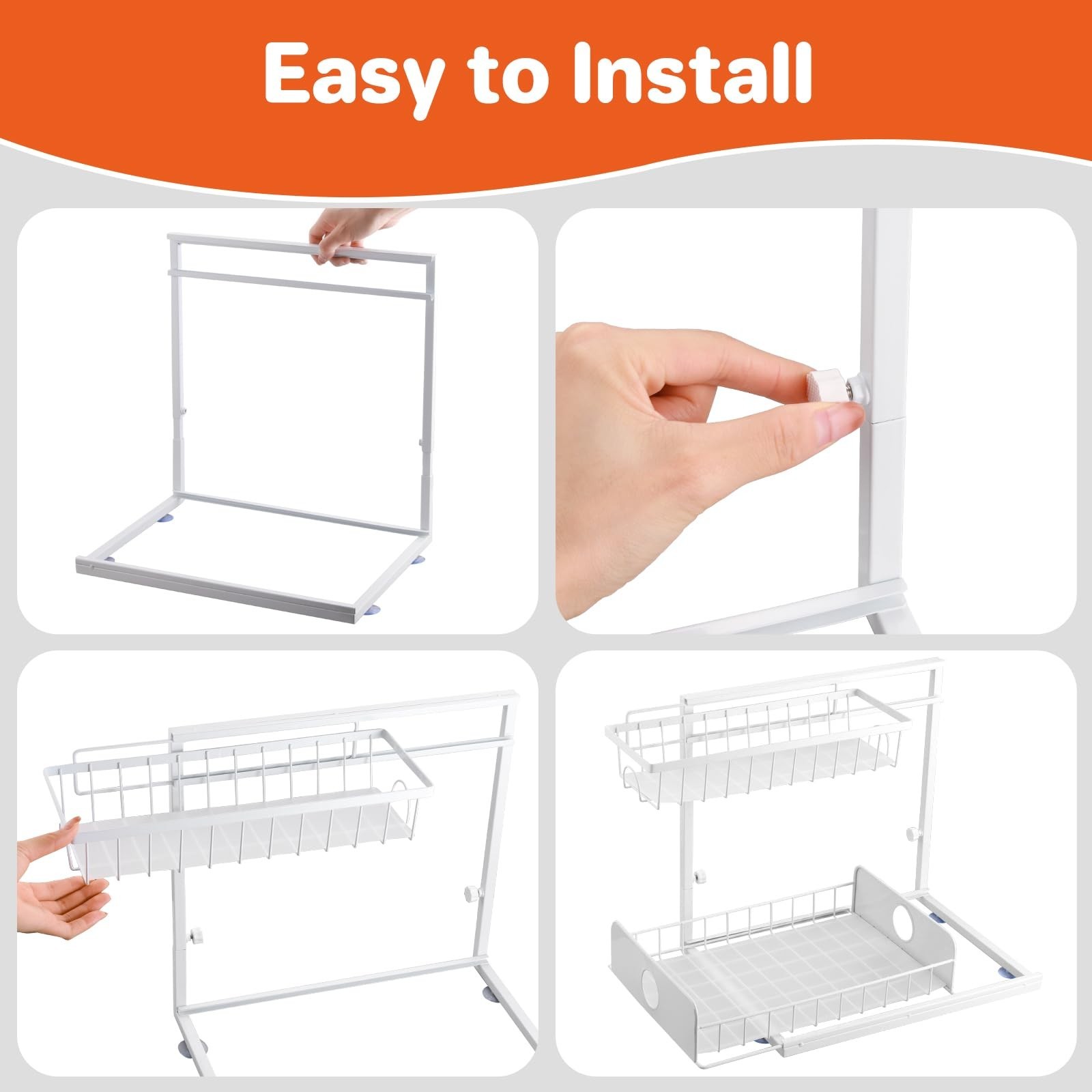 FUNYKICH 2 Pack Height Adjustable Under Sink Organizers and Storage, 2 Tier S...