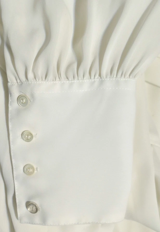 Vintage 80s Liz Claiborne Chiffon Bishop Sleeve Military Draw String Blouse sz 4 - Image 4 of 4