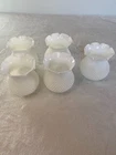 Vintage Milk Glass Hobnail Ruffled Hurricane Lamp Shade Globe Set of 5