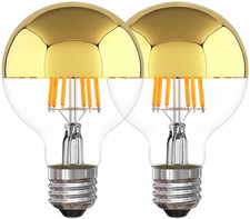 Half Gold Light Bulb Dimmable, 6W Equivalent 60 Watt G80/ G25 Globe Shape Deco