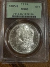 1880-S San Francisco Morgan Silver Dollar PCGS MS65. Old Green Holder. Nice Eye