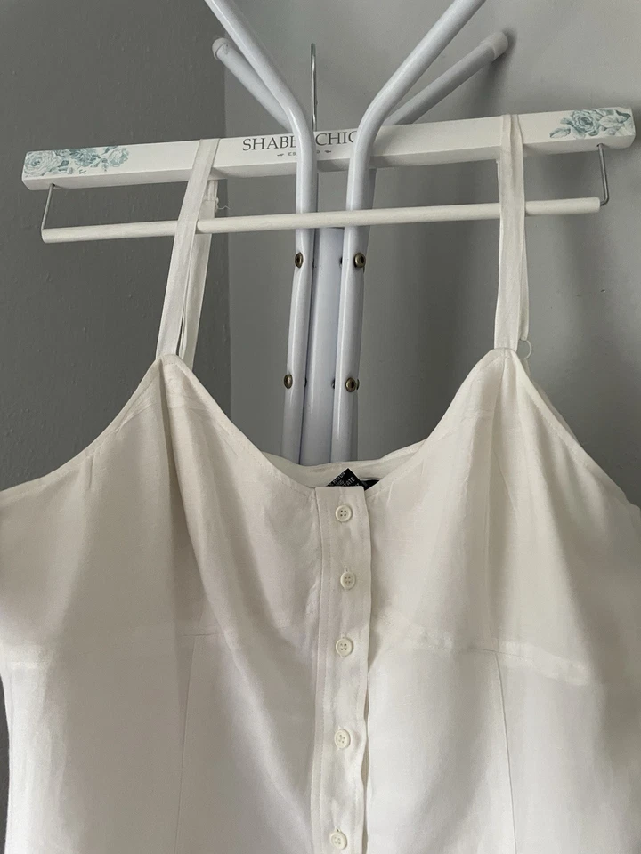 New York White Linen Midi Sleeveless Dress Size Large - Image 2 of 4