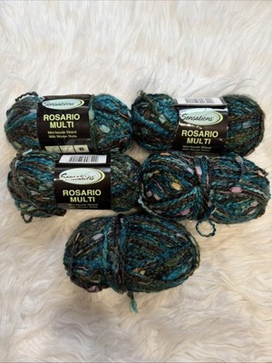 Lot Of 5 Sensations Rosario Multi Mini Boucle Turquoise Bulky 5 Yarn 