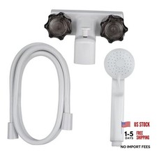 4" RV Tub and Shower Diverter Faucet White/Smoke with Handheld Shower Head 