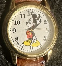 Disney Mickey Mouse Watch RRS58AX Leather Band Japan Movement Water Resistant