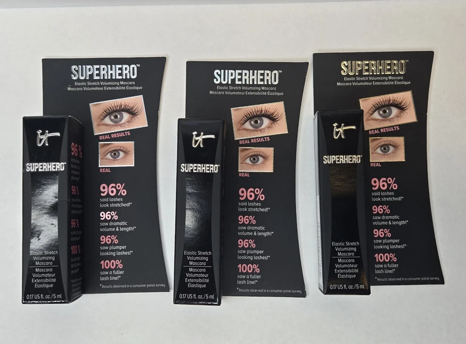 3 piezas - Máscara de pestañas It Cosmetics Super Black - 0,17 OZ cada tamaño de viaje Foto 3 de 3