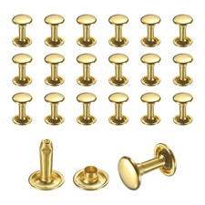 50 Set Leather Rivets 9mm Double Cap Rivets 12mm Height Tubular Studs Gold